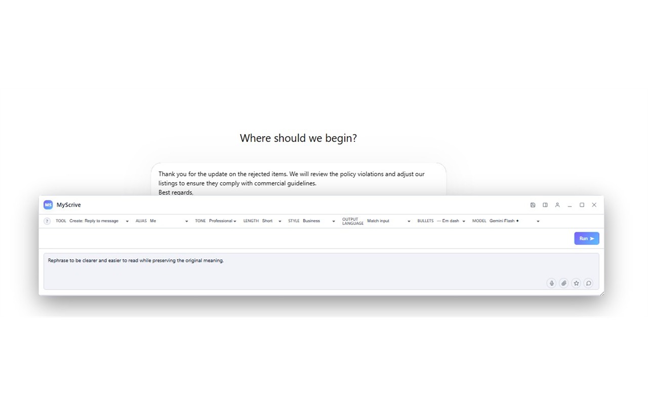 MyScrive overlay floating on a web page